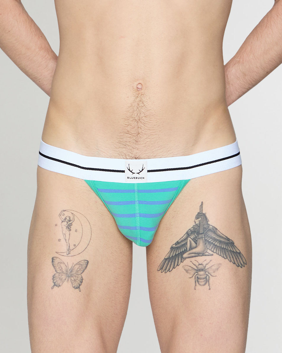 Bluebuck Nautical 25 Thong Mint-leaf-blue-yonder-stripes