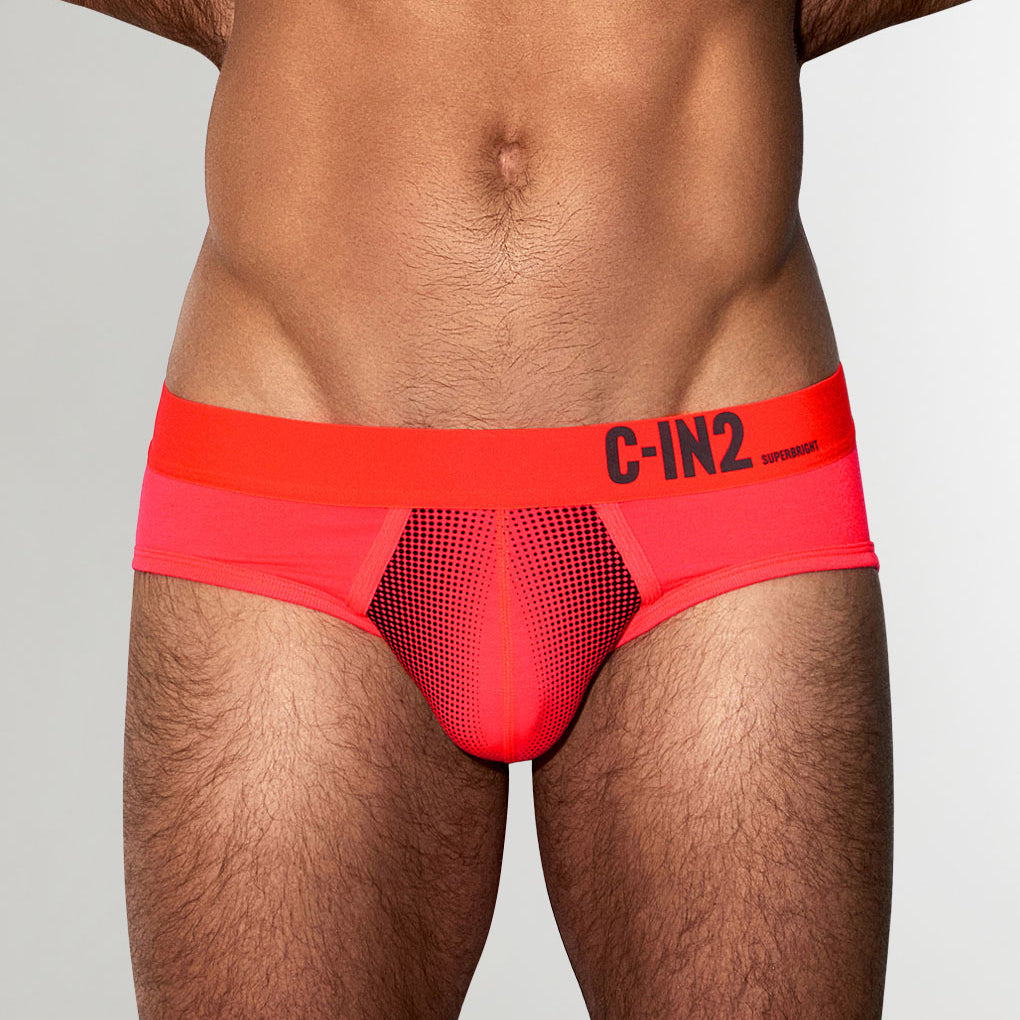 C-IN2 Super Bright Low Rise Neon Brief Neon-red