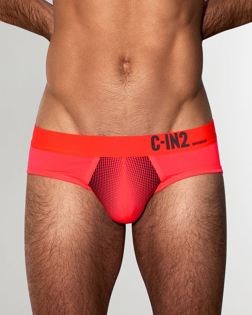 C-IN2 Super Bright Low Rise Neon Brief Neon-red