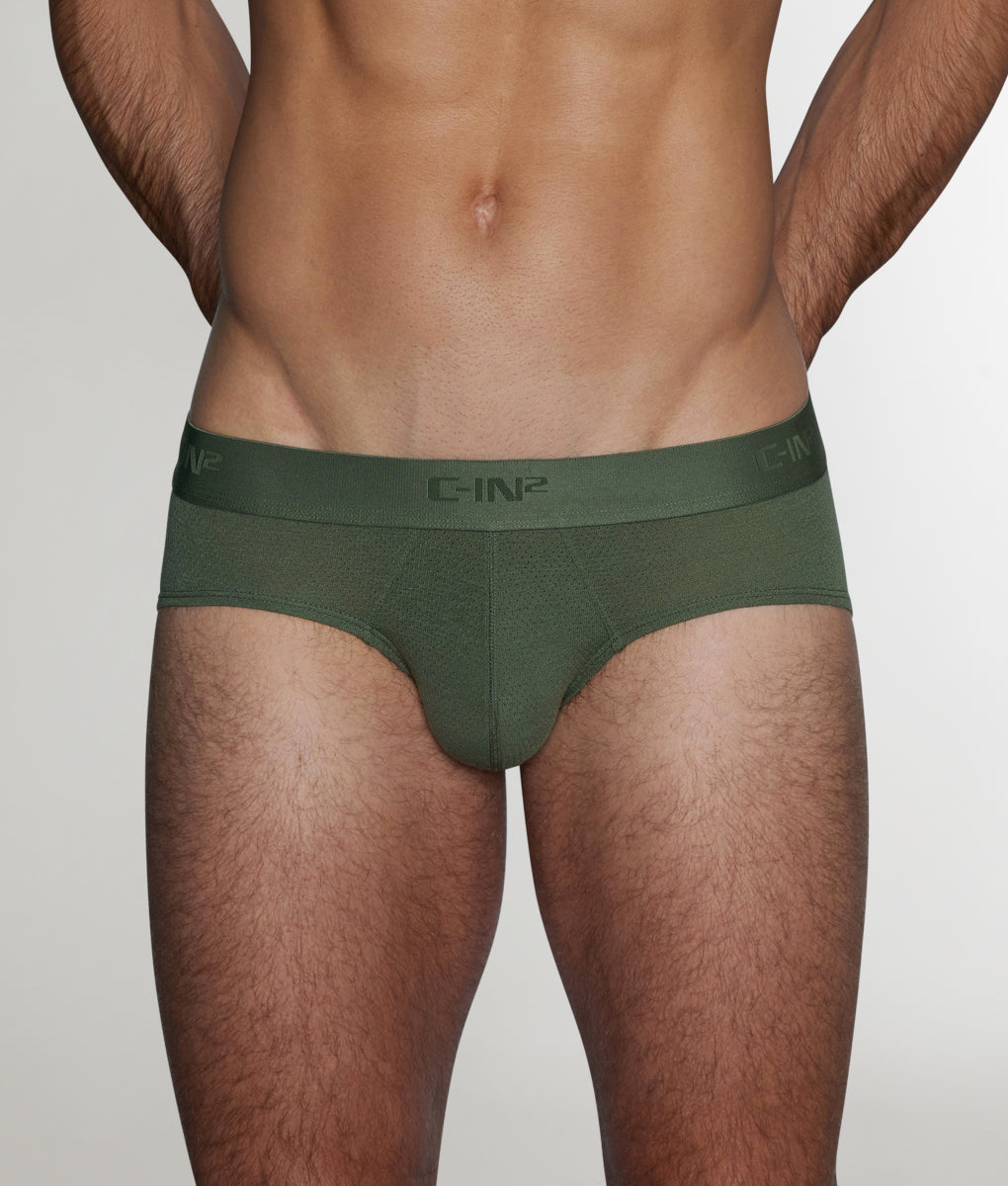 C-IN2 Active Low Rise Brief Olan-olive