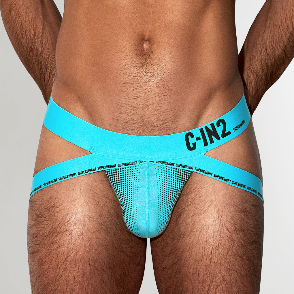 C-IN2 Super Bright Neon Jockstrap Neon-blue