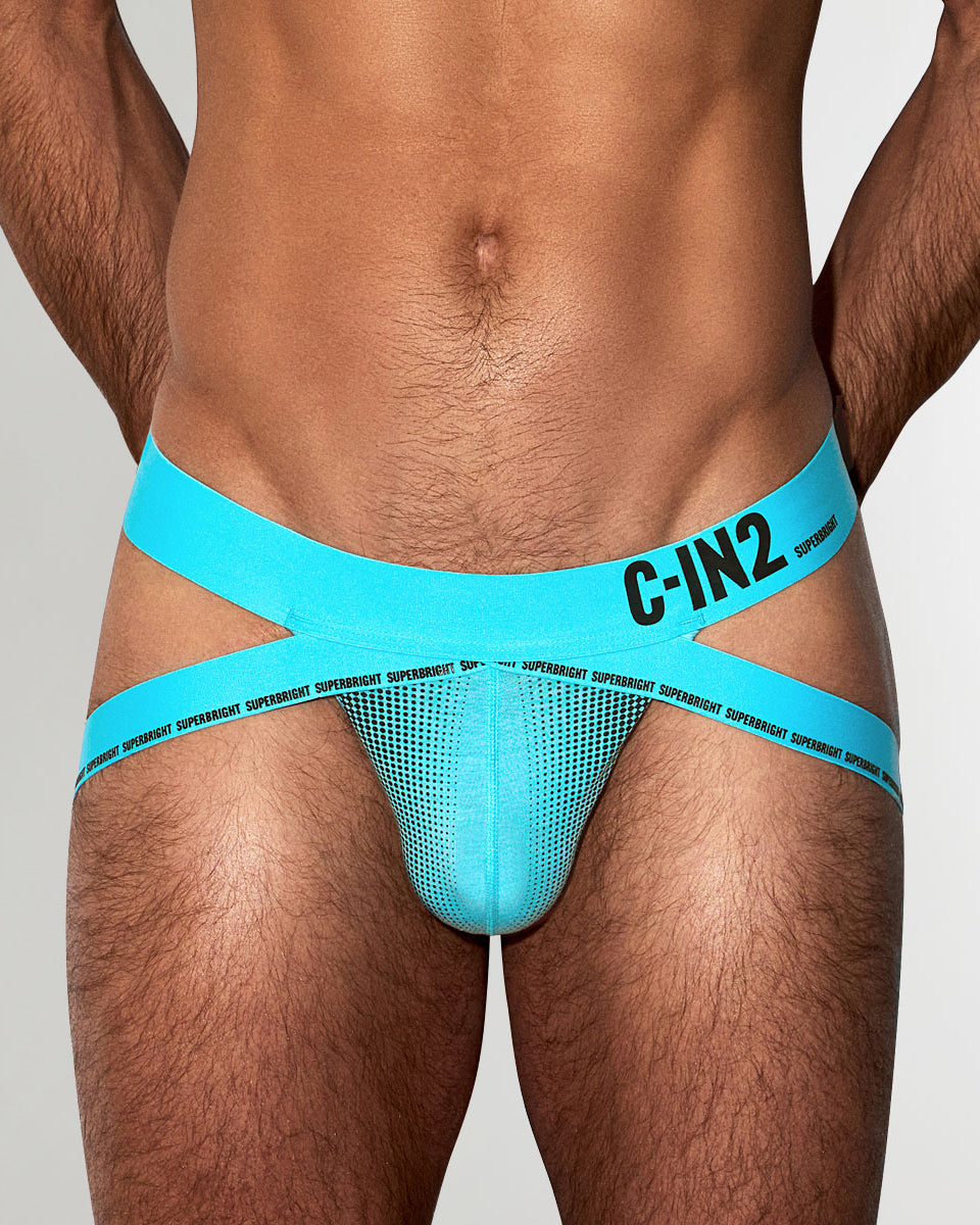 C-IN2 Super Bright Neon Jockstrap Neon-blue