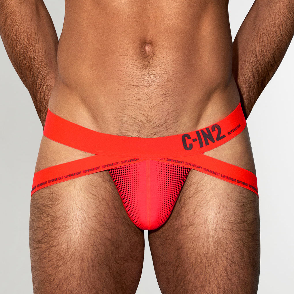 C-IN2 Super Bright Neon Jockstrap Neon-red