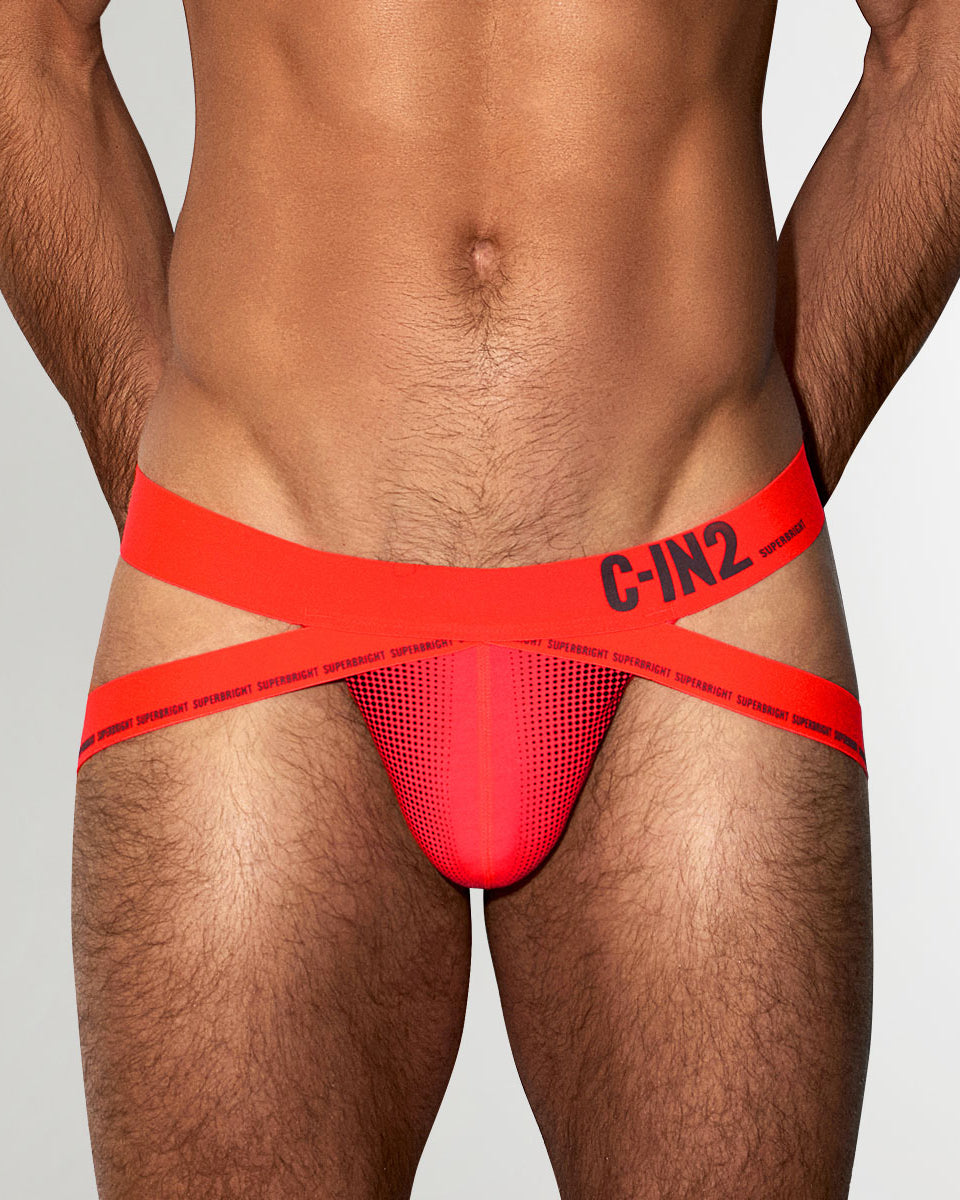 C-IN2 Super Bright Neon Jockstrap Neon-red
