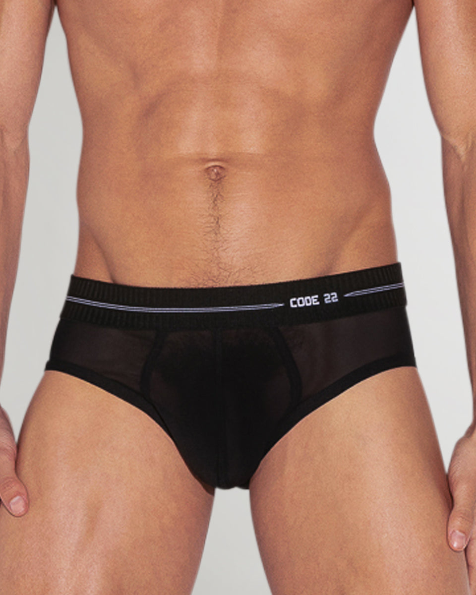 CODE 22 Sheer Mesh Brief CODE 22 Sheer Mesh Brief Black