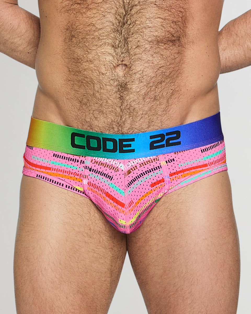 CODE 22 Pride Mesh Brief Pink