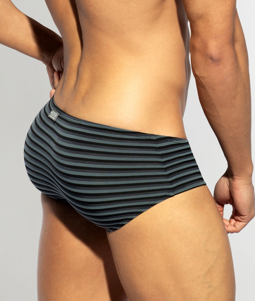 ES Collection Grey Stripes Brief Black