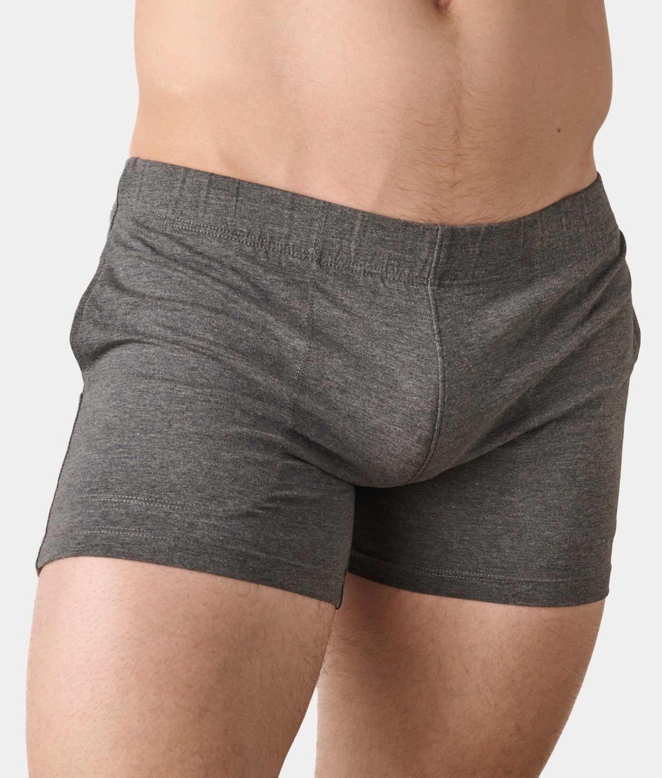 Awry Flow 4 Inch Short V2 Heather Gray — men's sculpting bamboo athletic short, front view