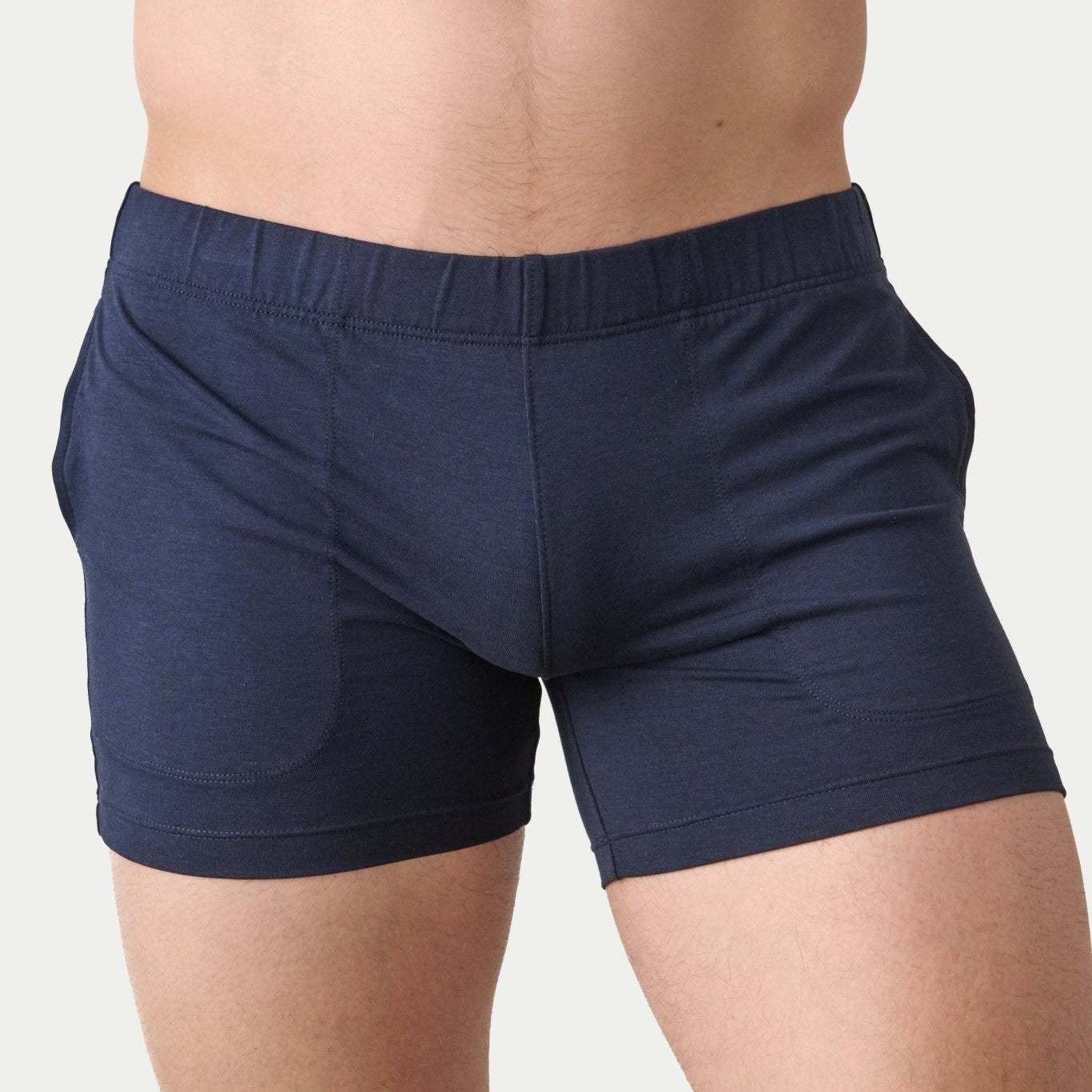 Awry Flow 4 Inch Short V2 Navy — men's sculpting bamboo athletic short, front view