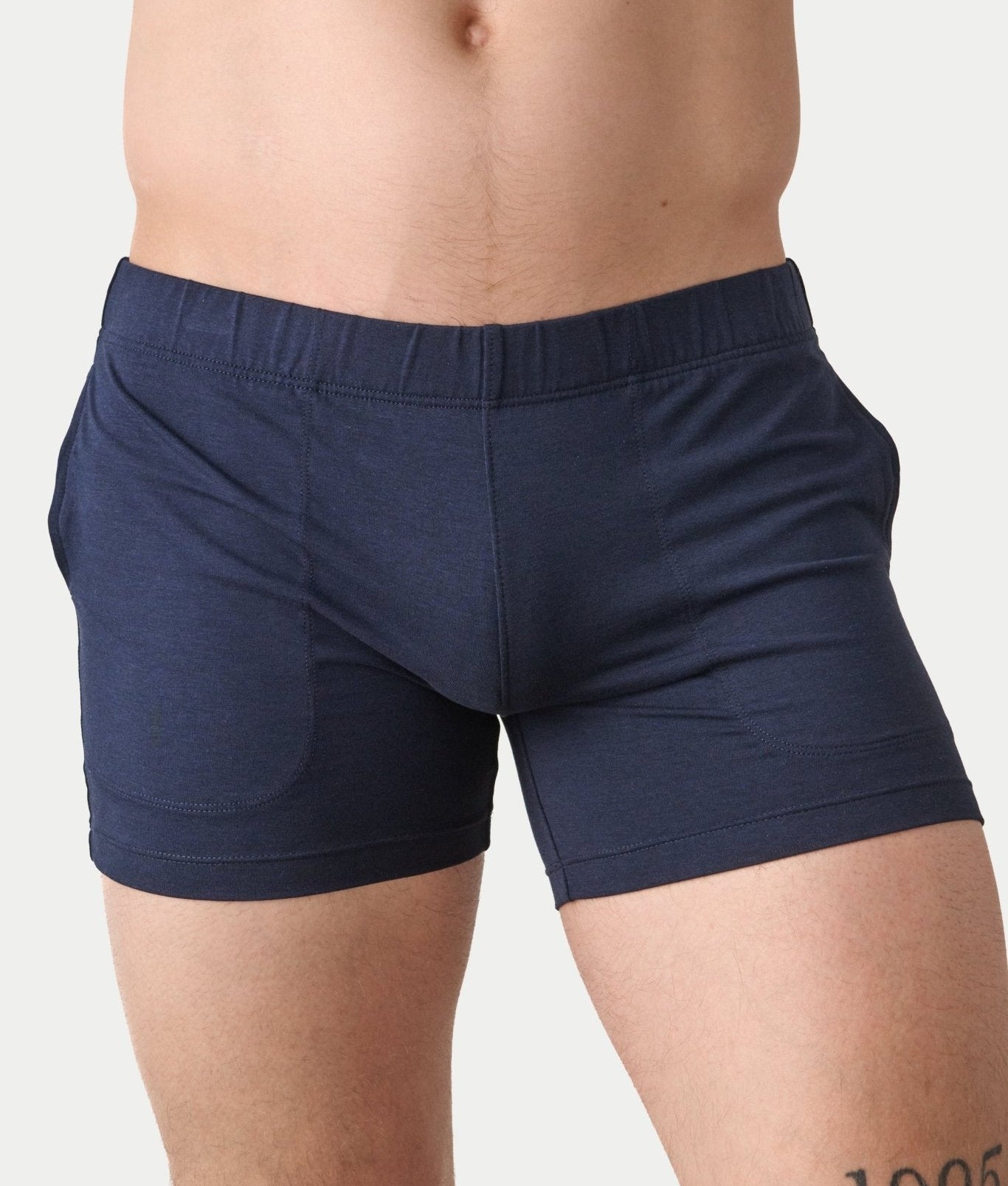 Awry Flow 4 Inch Short V2 Navy — men's sculpting bamboo athletic short, front view