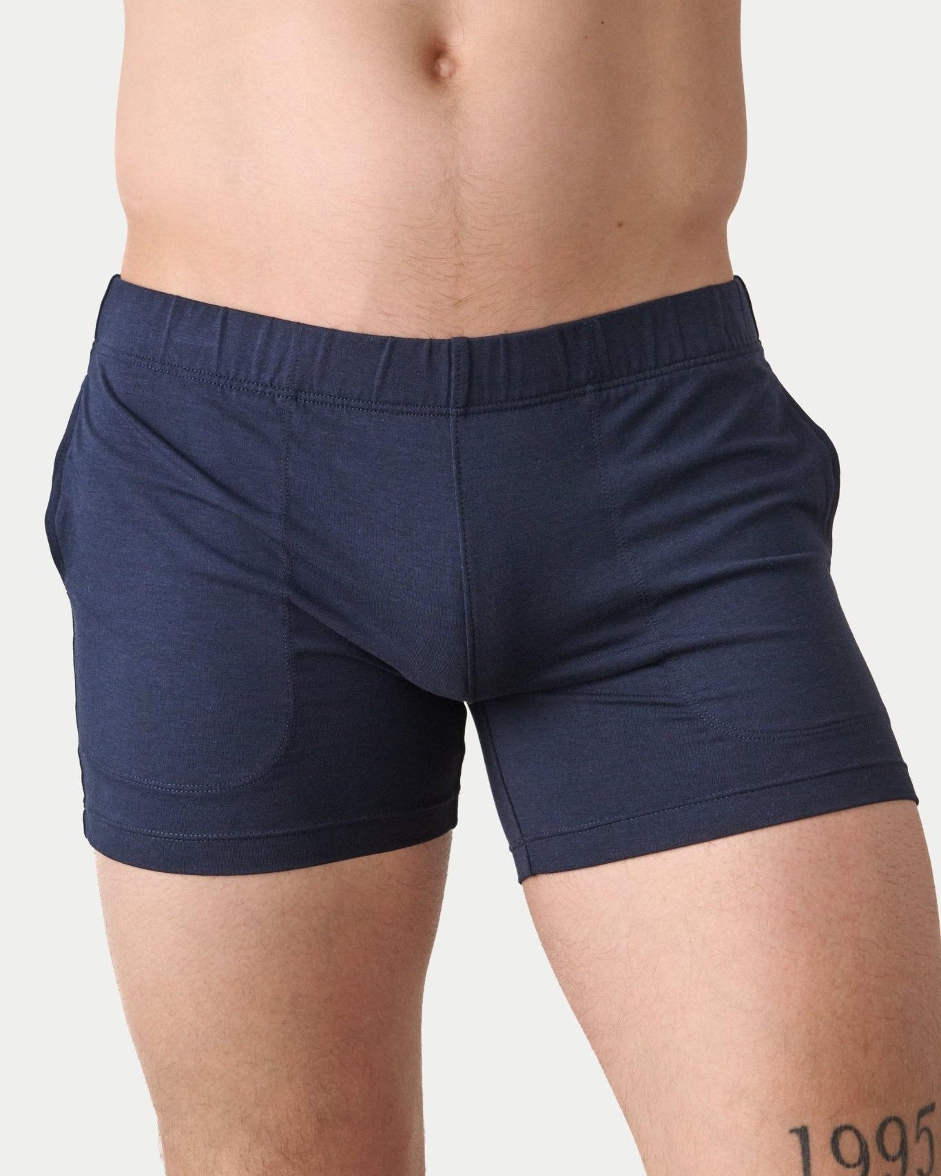Awry Flow 4 Inch Short V2 Navy — men's sculpting bamboo athletic short, front view