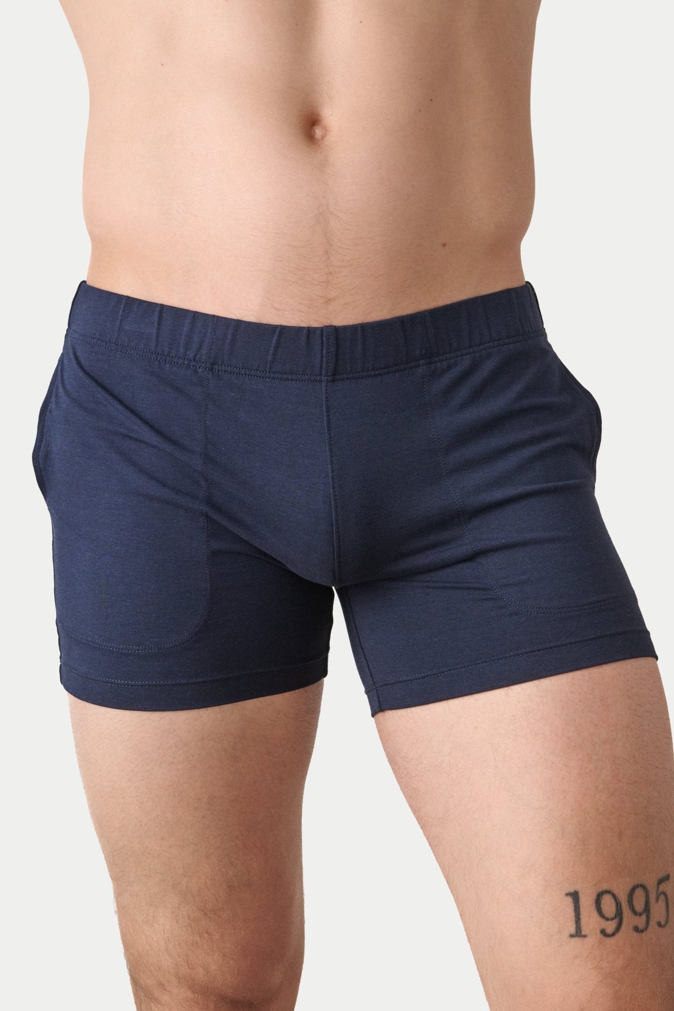Awry Flow 4 Inch Short V2 Navy — men's sculpting bamboo athletic short, front view