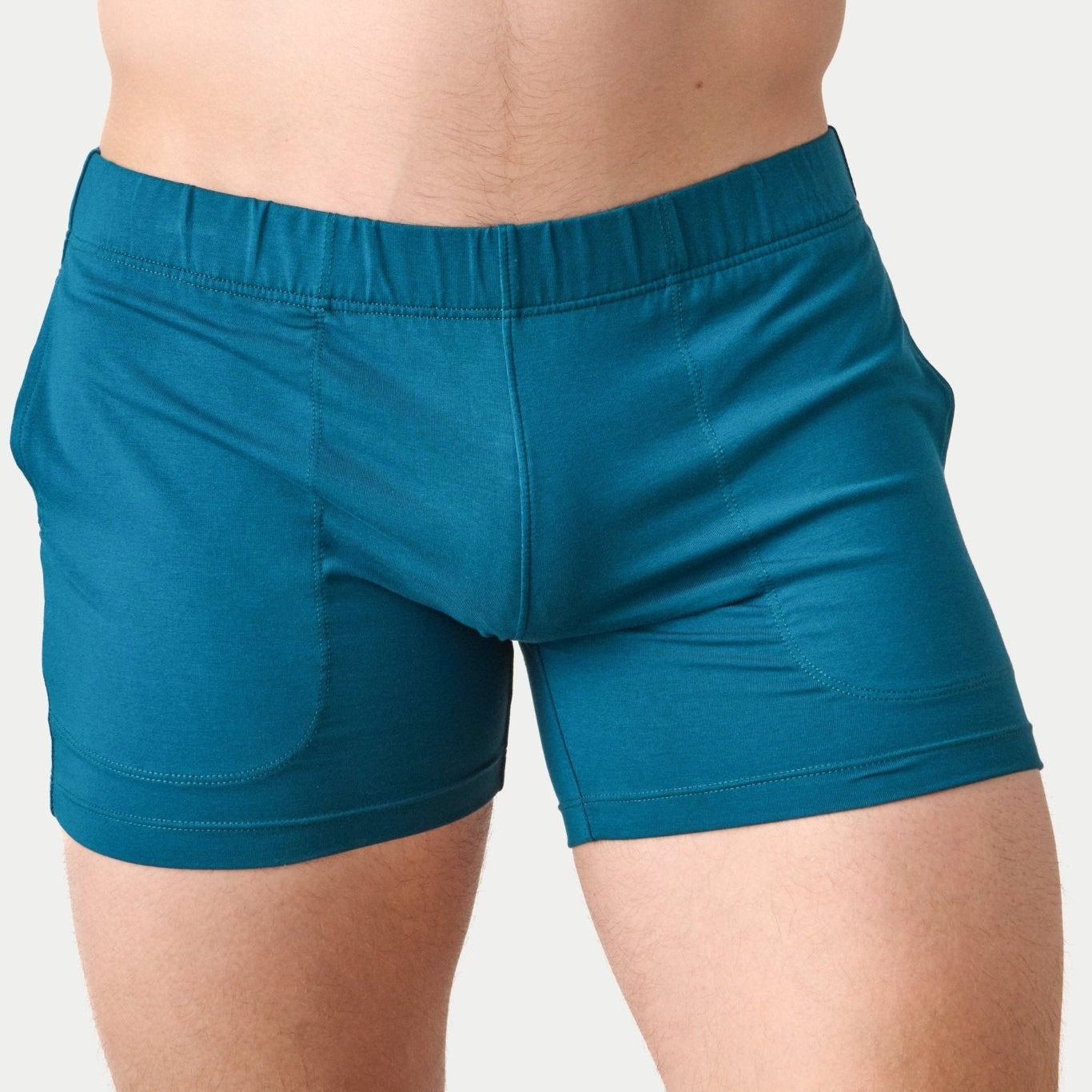 Awry Flow 4 Inch Short V2 Teal — men's sculpting bamboo athletic short, front view