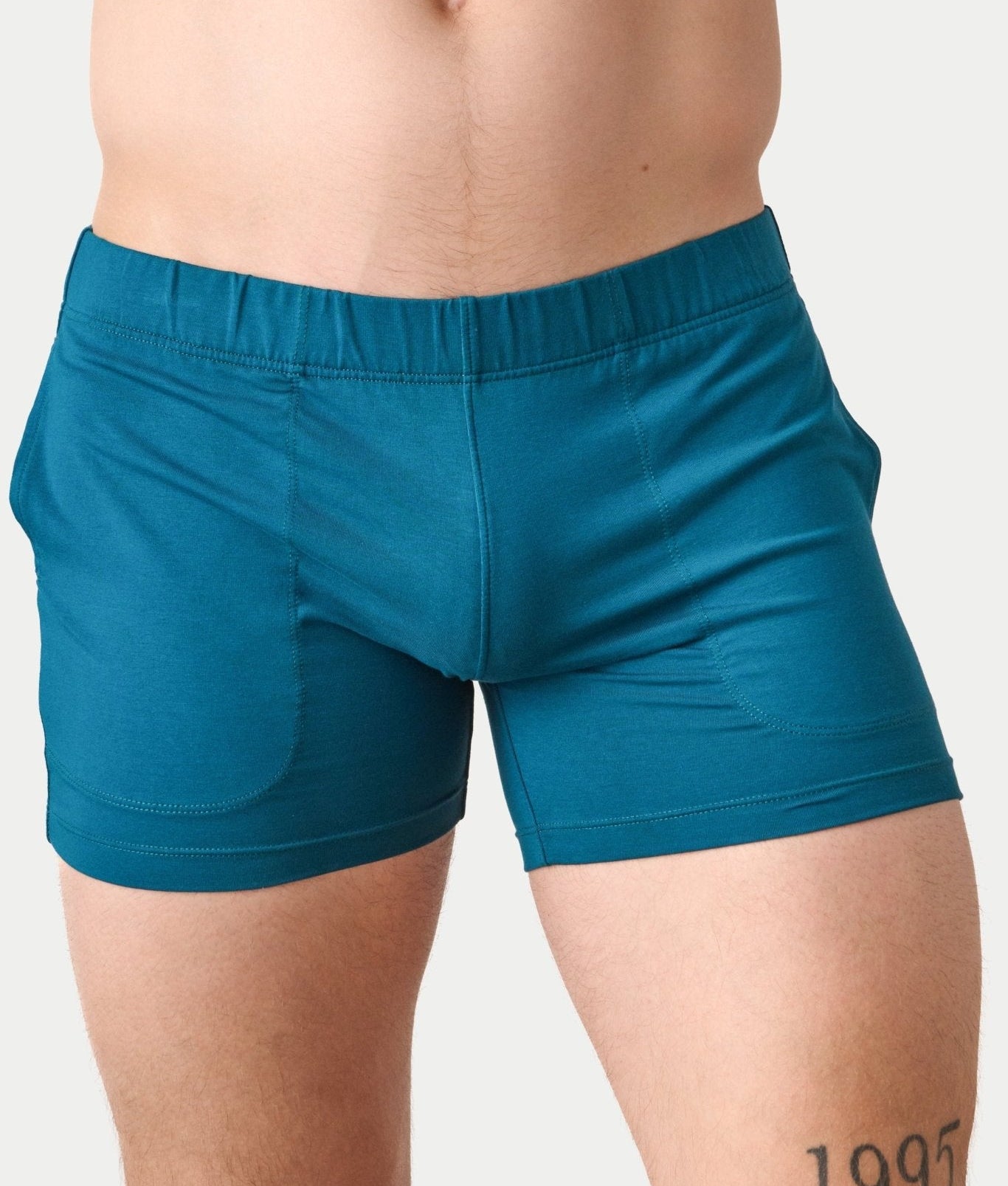 Awry Flow 4 Inch Short V2 Teal — men's sculpting bamboo athletic short, front view