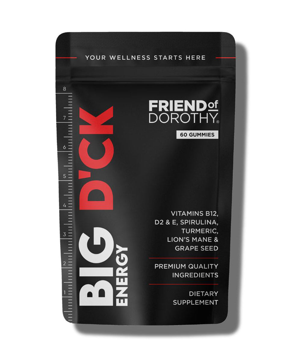 Friend of Dorothy Big D'Energy Men's Daily Greens Supplement — front bottle 30-day starter supply