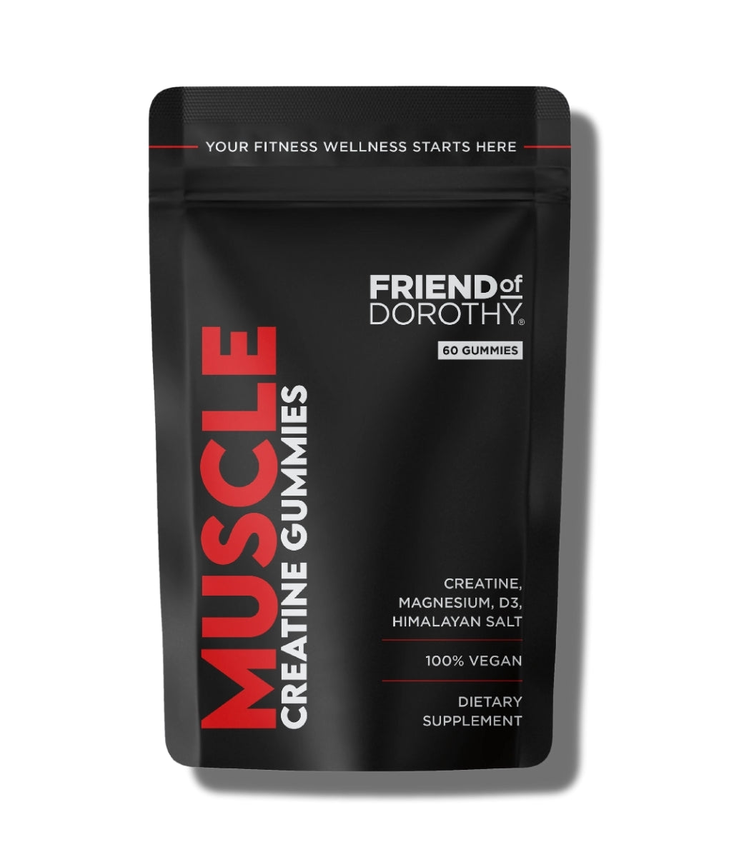 Friend of Dorothy Muscle Creatine Gummies 60 Gummies — creatine monohydrate & magnesium supplement for men, front packaging