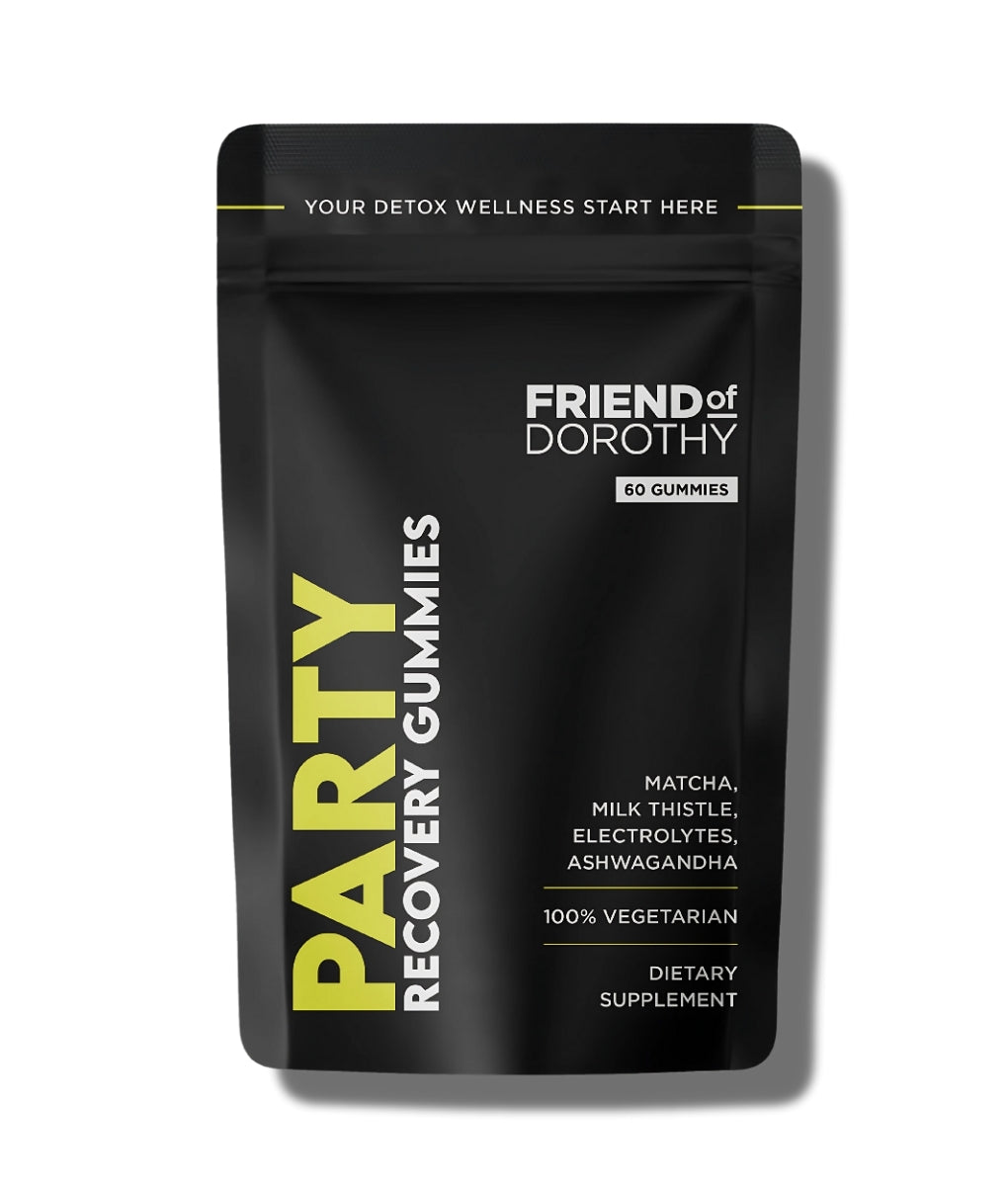 Friend of Dorothy PARTY Recovery Gummies 60 Gummies — men's post-night recovery supplement, front packaging