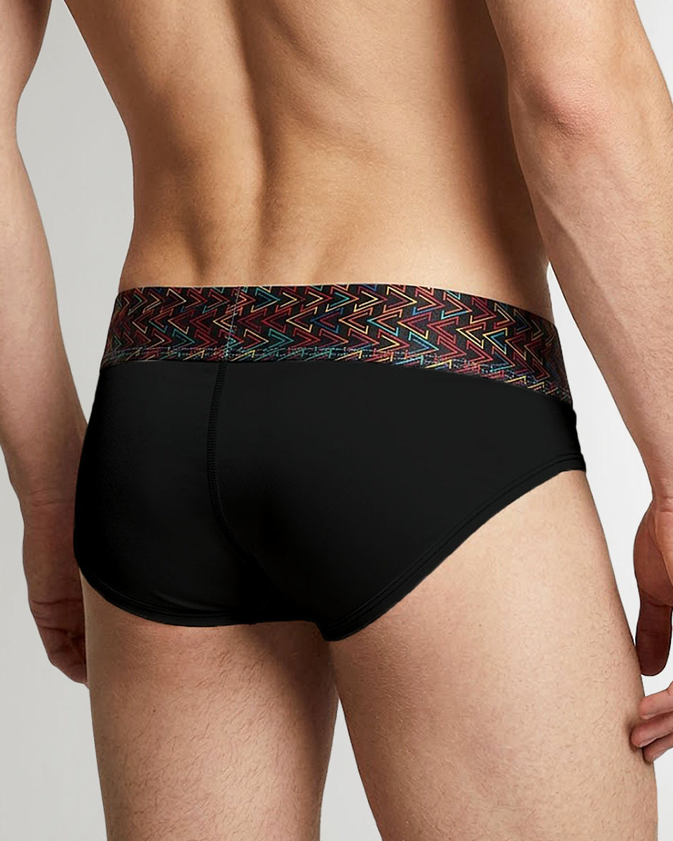 Geronimo Vibe Brief Black - men's cotton modal brief underwear, back view