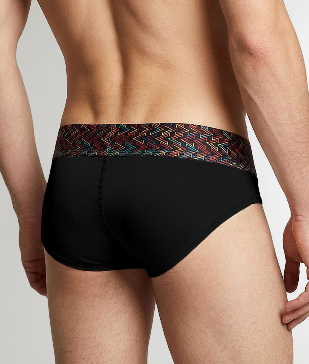 Geronimo Vibe Brief Black - men's cotton modal brief underwear, back view