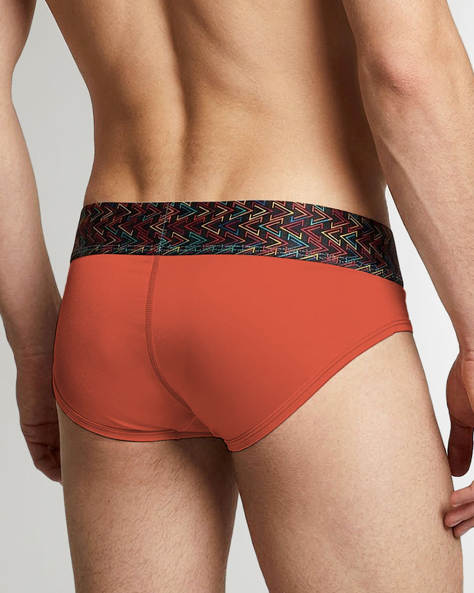 Geronimo Vibe Brief Orange - men's cotton modal brief underwear, back view