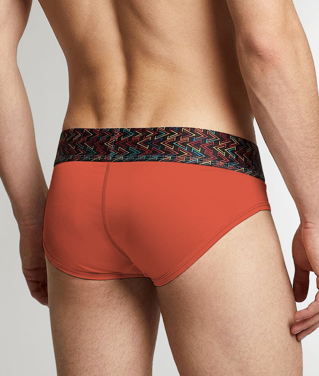 Geronimo Vibe Brief Orange - men's cotton modal brief underwear, back view
