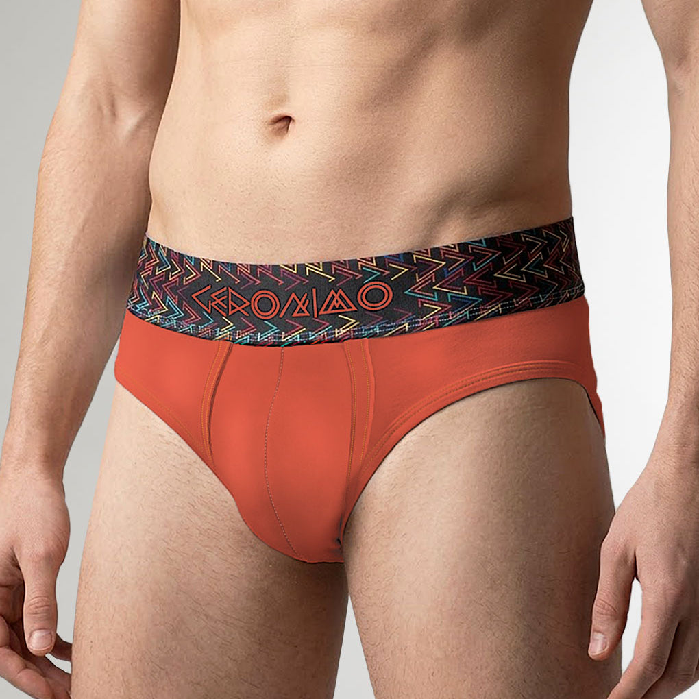 Geronimo Vibe Brief Orange - men's cotton modal brief underwear, front view