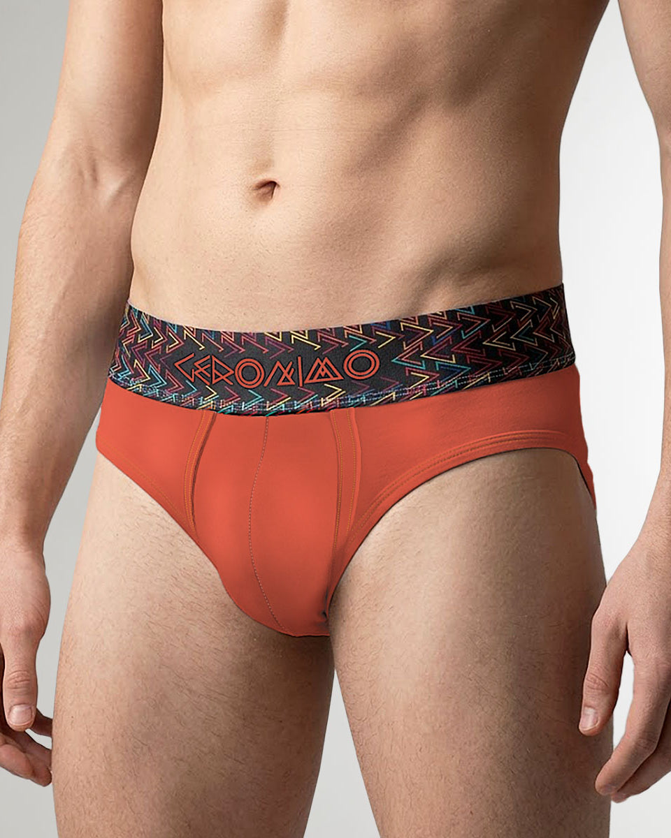 Geronimo Vibe Brief Orange - men's cotton modal brief underwear, front view