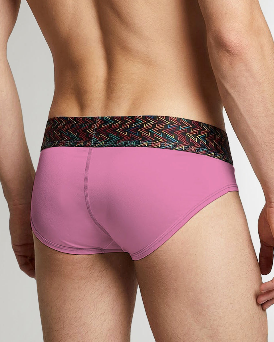 Geronimo Vibe Brief Pink - men's cotton modal brief underwear, back view