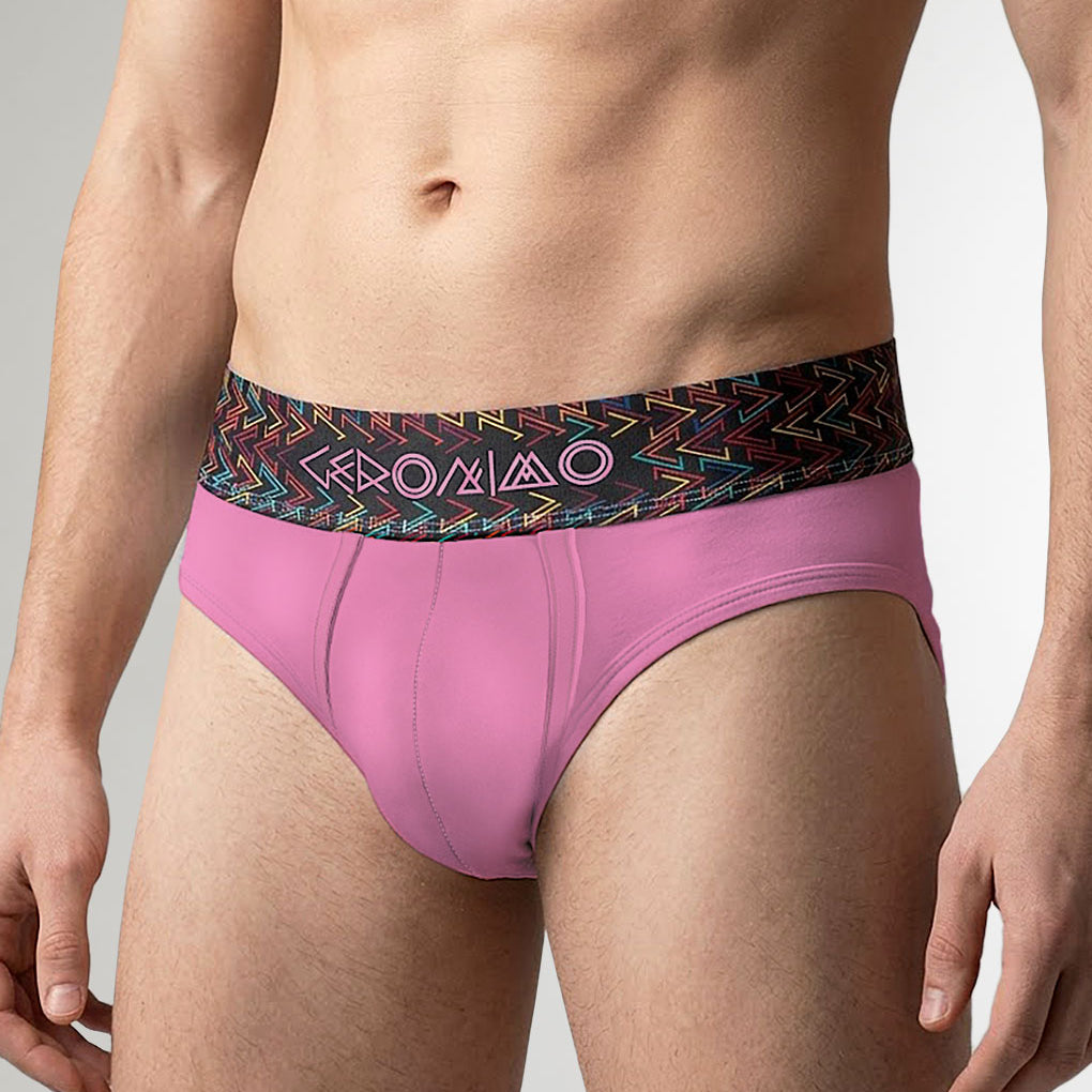 Geronimo Vibe Brief Pink - men's cotton modal brief underwear, front view
