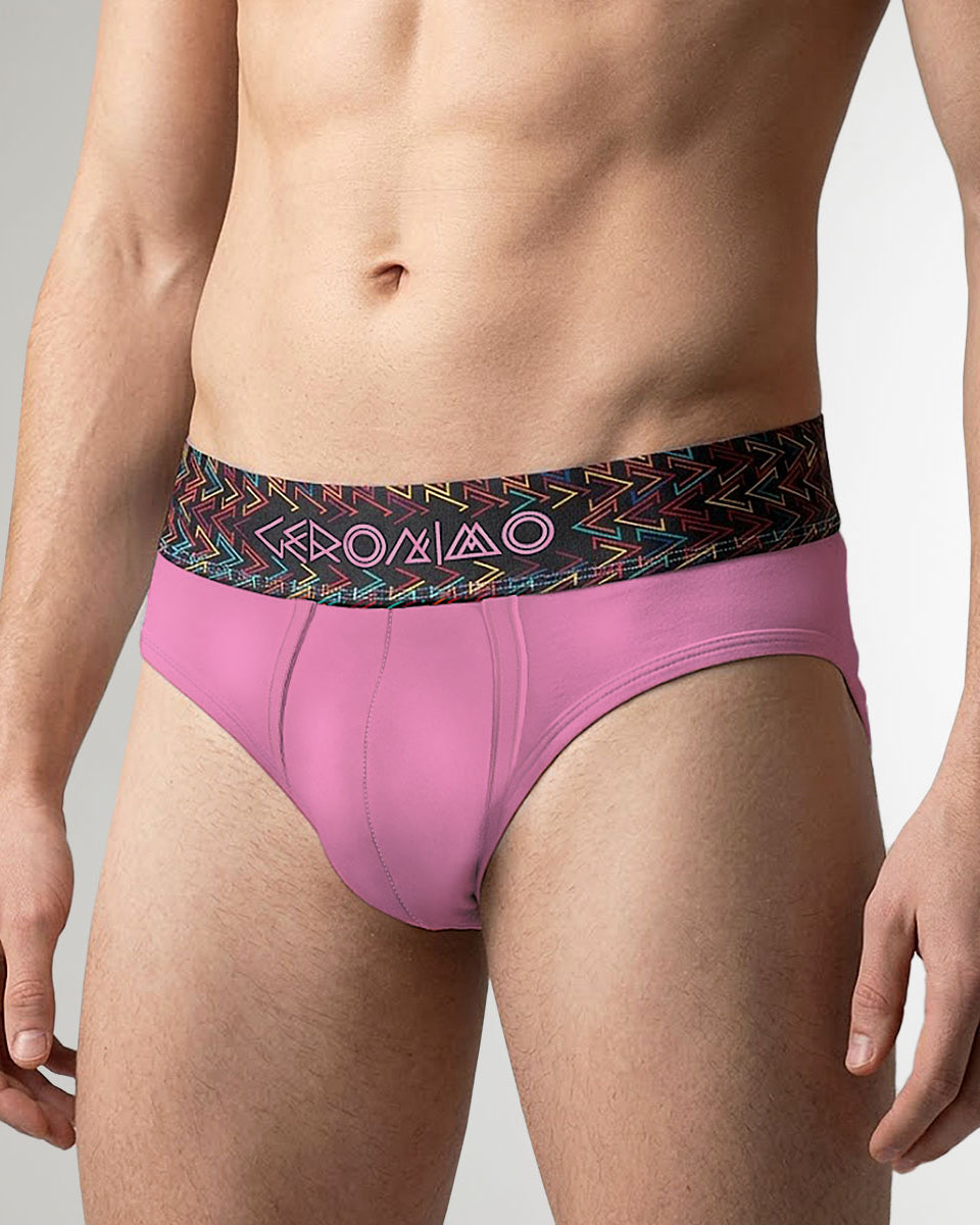 Geronimo Vibe Brief Pink - men's cotton modal brief underwear, front view