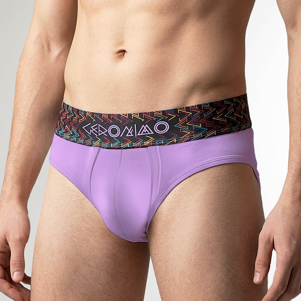 Geronimo Vibe Brief Purple - men's cotton modal brief underwear, front view