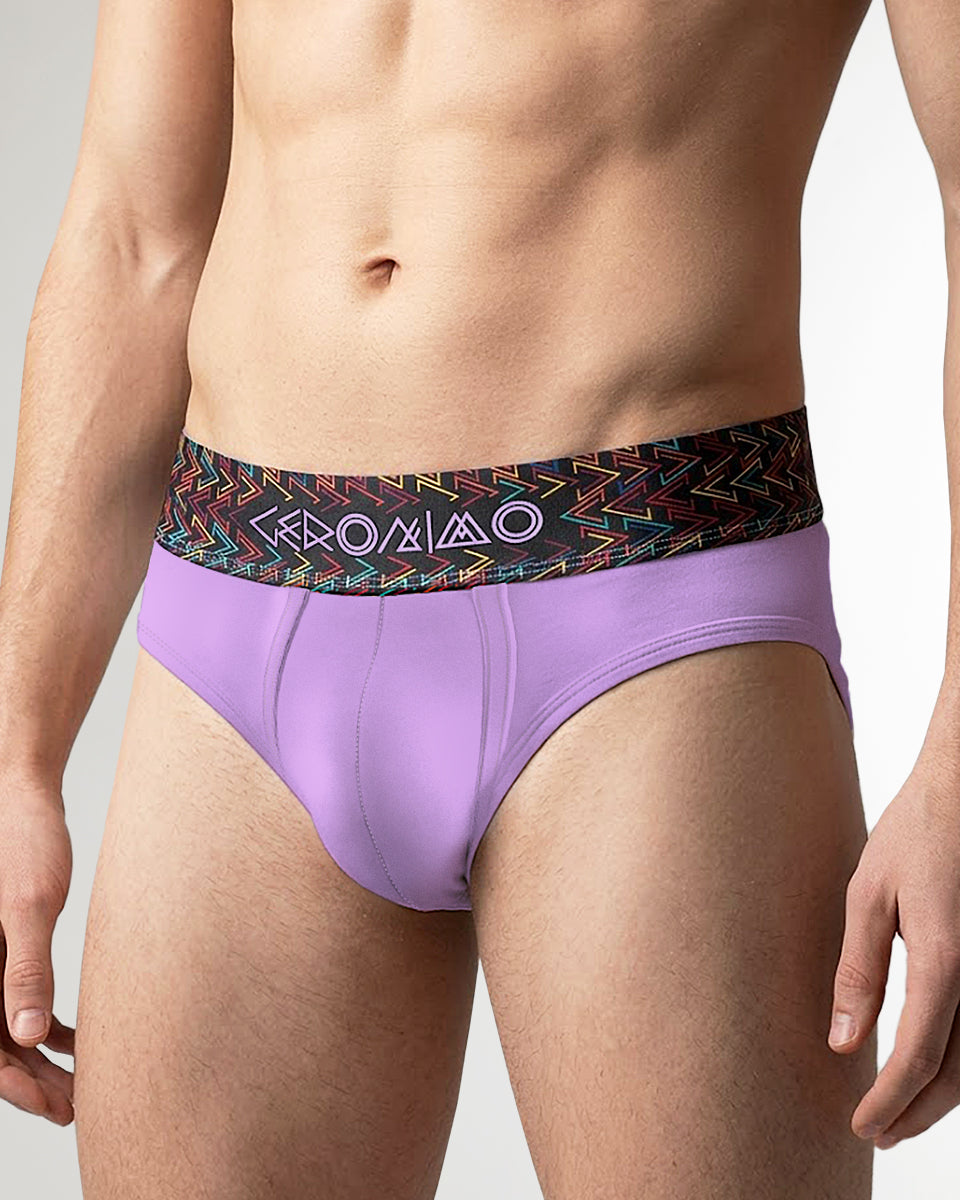 Geronimo Vibe Brief Purple - men's cotton modal brief underwear, front view