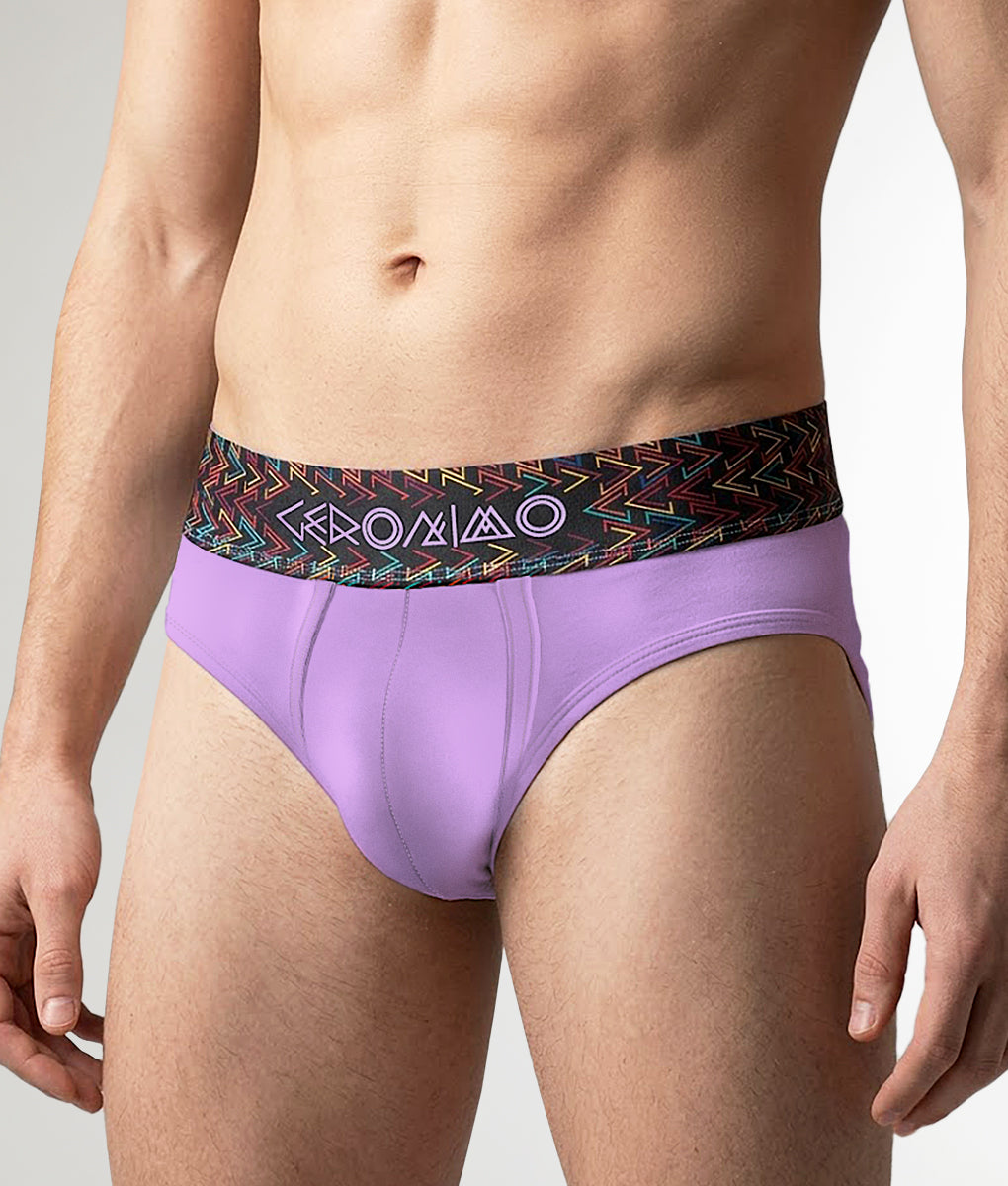 Geronimo Vibe Brief Purple - men's cotton modal brief underwear, front view