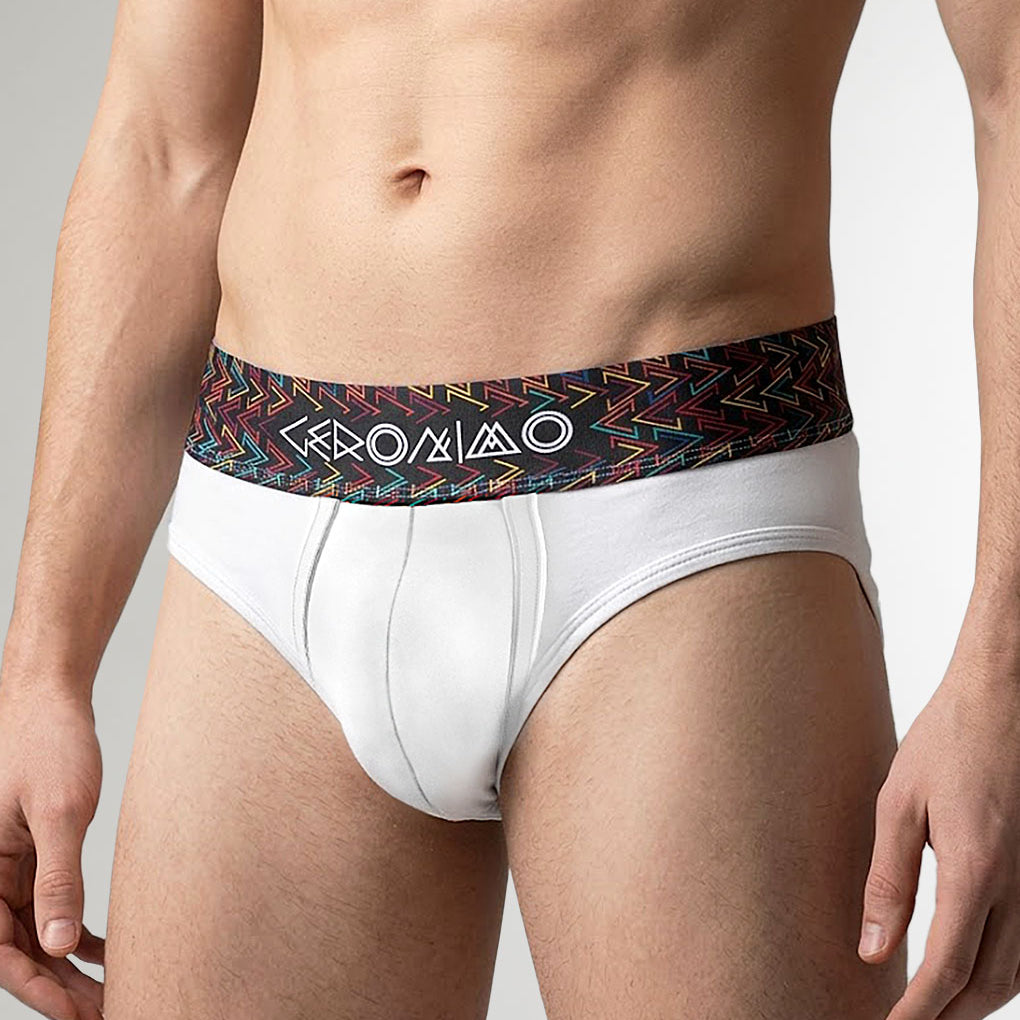 Geronimo Vibe Brief White - men's cotton modal brief underwear, front view
