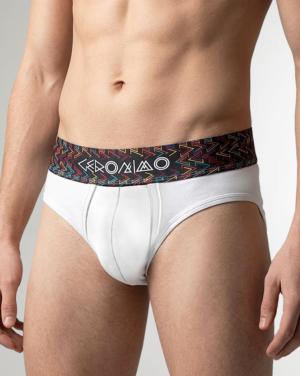 Geronimo Vibe Brief White - men's cotton modal brief underwear, front view