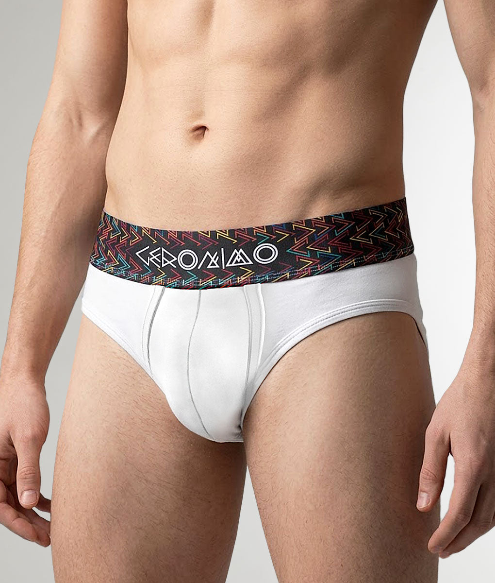 Geronimo Vibe Brief White - men's cotton modal brief underwear, front view