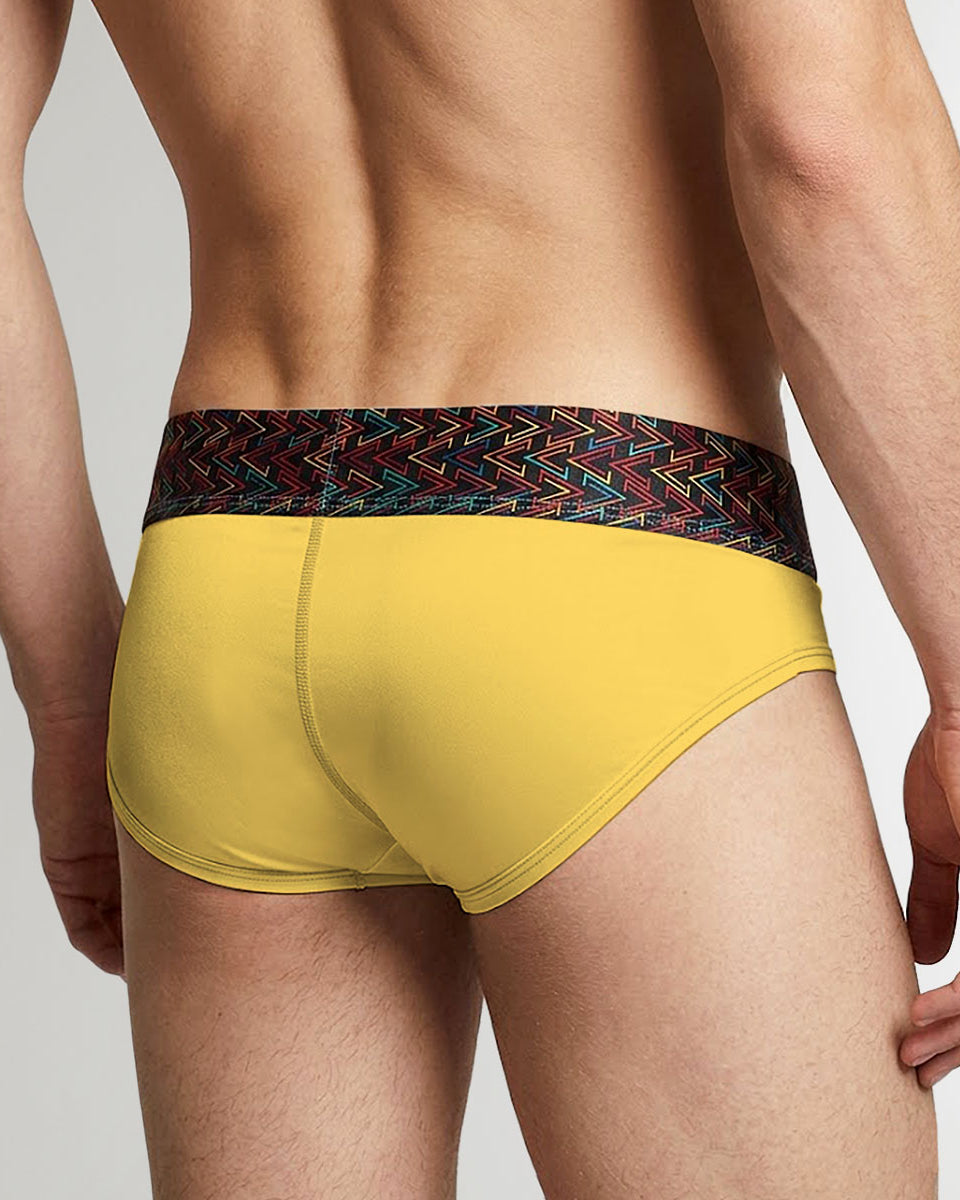 Geronimo Vibe Brief Yellow - men's cotton modal brief underwear, back view