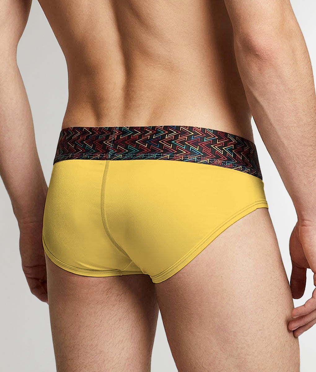 Geronimo Vibe Brief Yellow - men's cotton modal brief underwear, back view