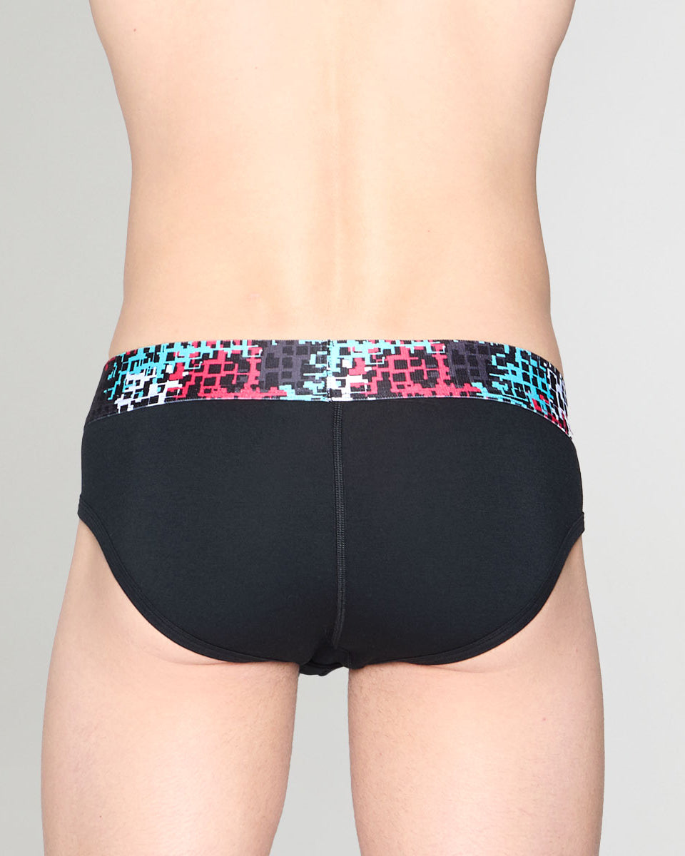 Geronimo Prism Brief Black - men's cotton modal brief underwear, back view