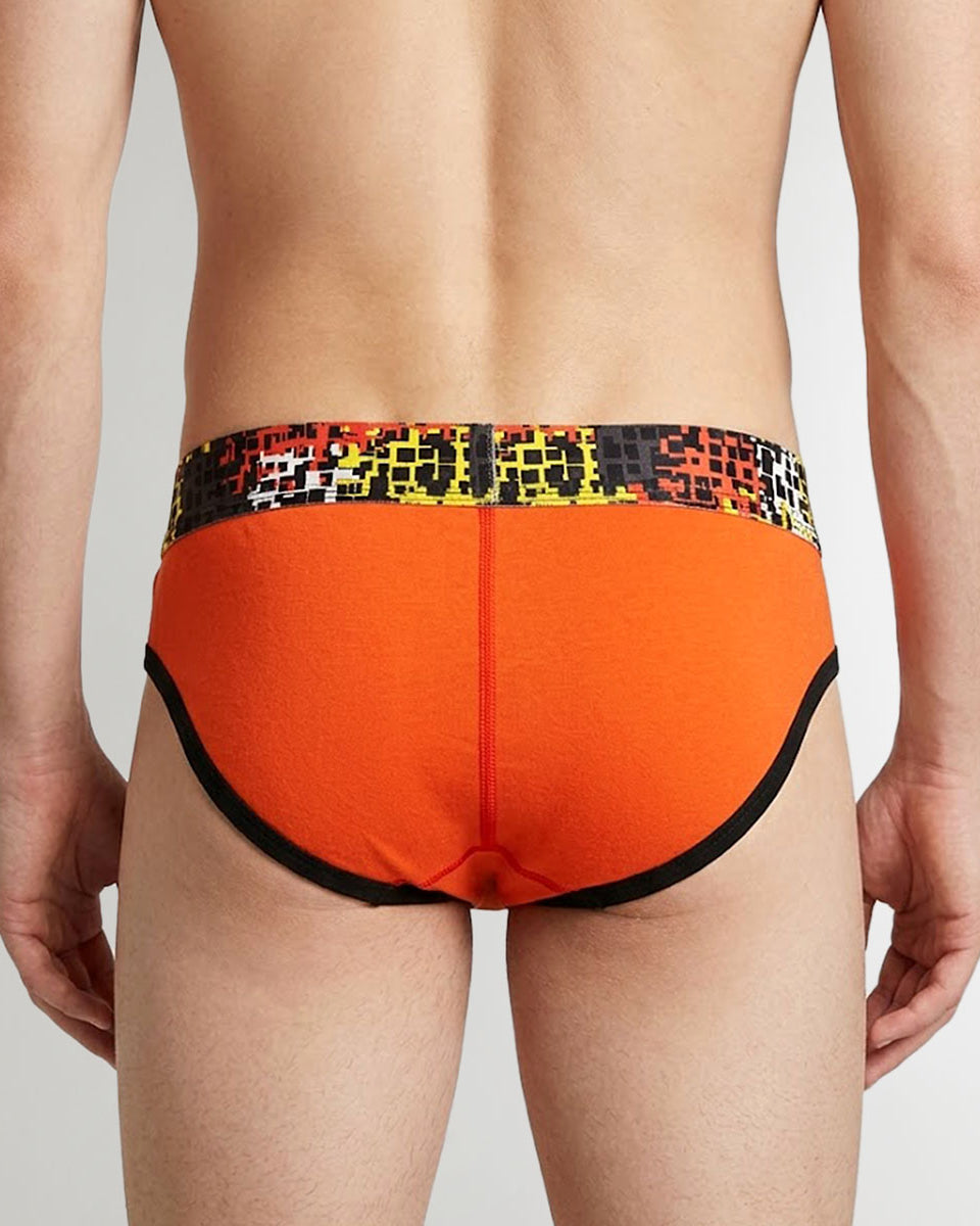 Geronimo Prism Brief Orange - men's cotton modal brief underwear, back view
