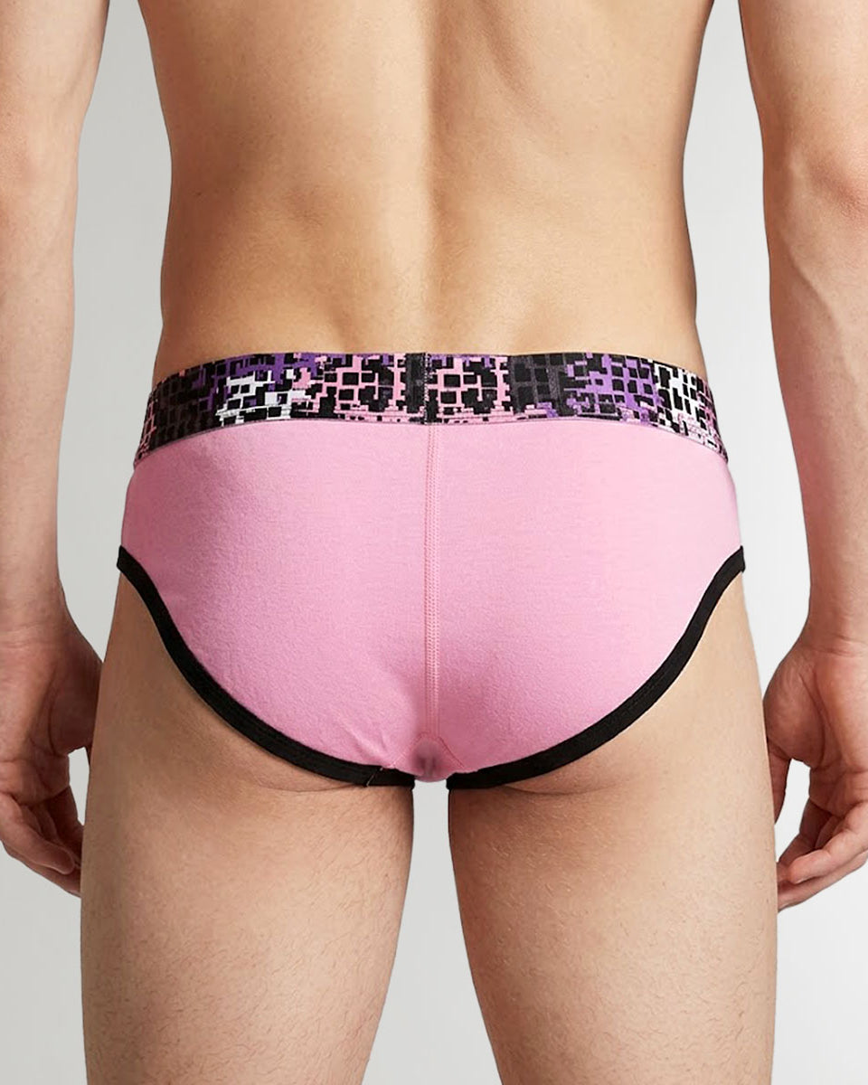 Geronimo Prism Brief Pink - men's cotton modal brief underwear, back view