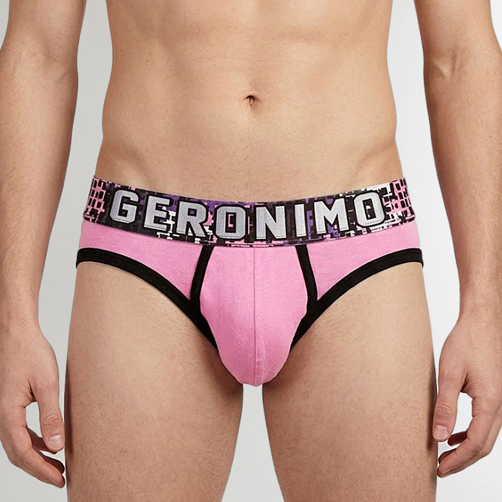 Geronimo Prism Brief Pink - men's cotton modal brief underwear, front view