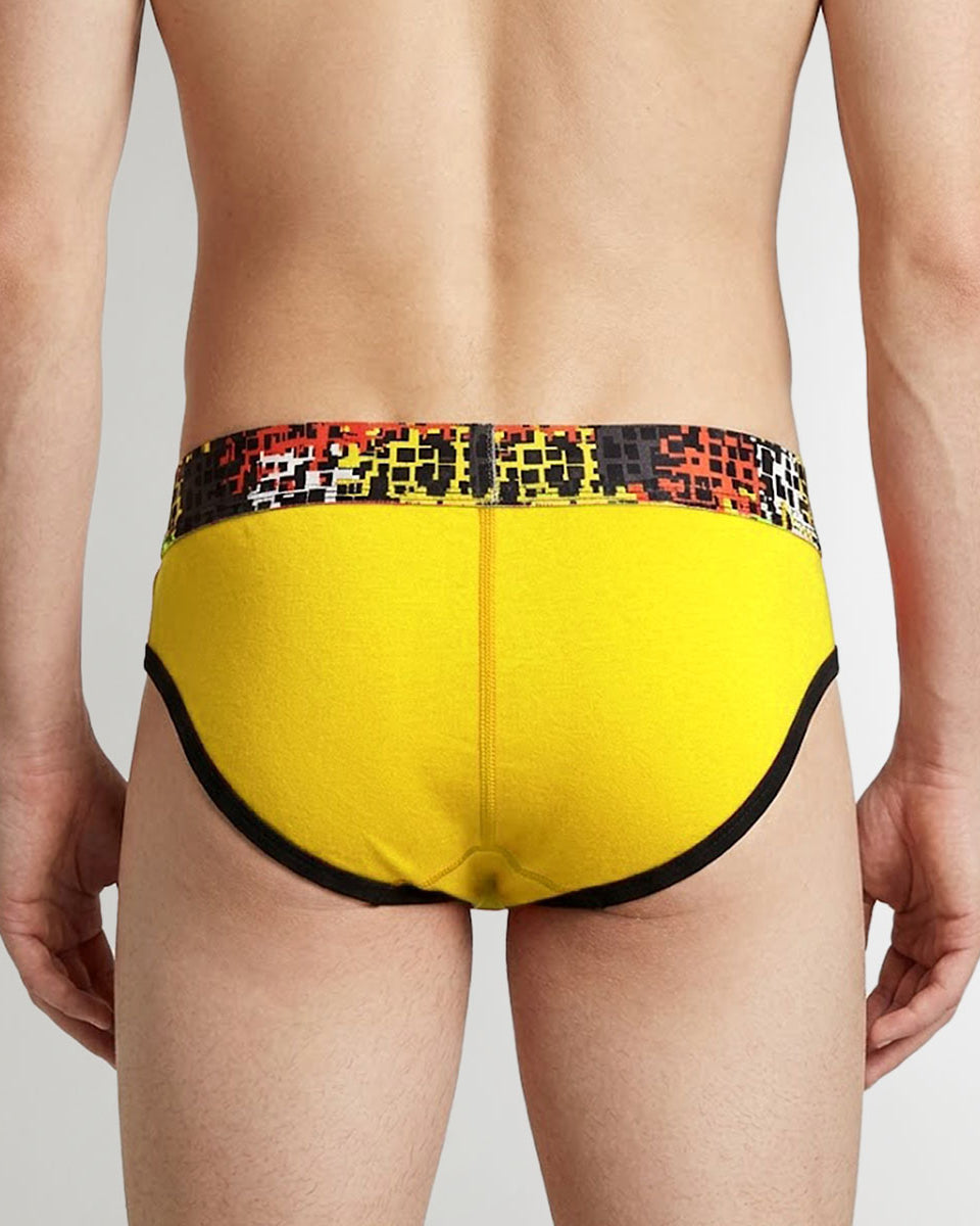 Geronimo Prism Brief Yellow - men's cotton modal brief underwear, back view