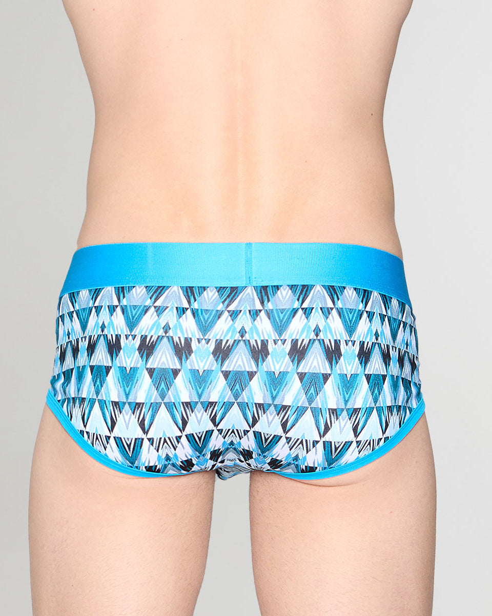 Geronimo Modern Mosaic Brief Turquoise - men's micro modal brief underwear, back view