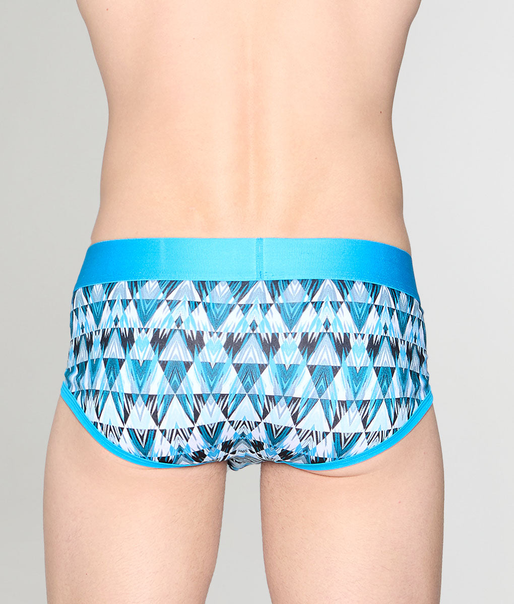 Geronimo Modern Mosaic Brief Turquoise - men's micro modal brief underwear, back view