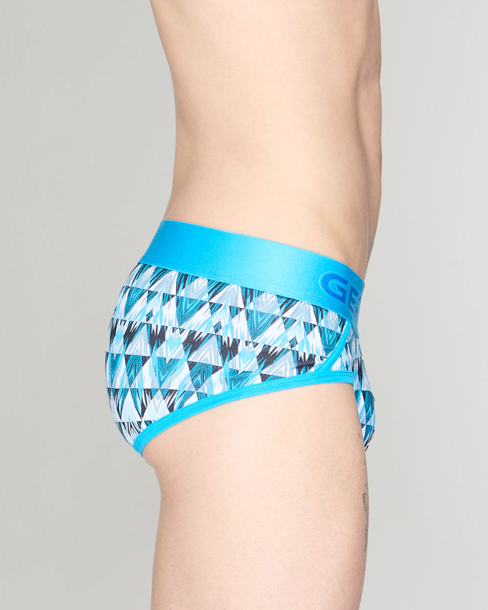 Geronimo Modern Mosaic Brief Turquoise - men's micro modal brief underwear, side view