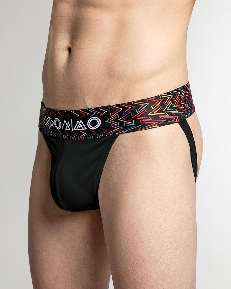 Geronimo Vibe Jockstrap Black - men's cotton modal jockstrap underwear, back view