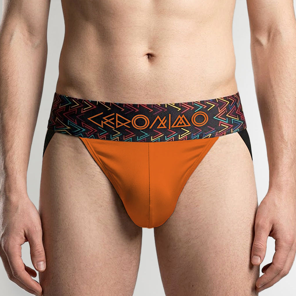 Geronimo Vibe Jockstrap Orange - men's cotton modal jockstrap underwear, front view