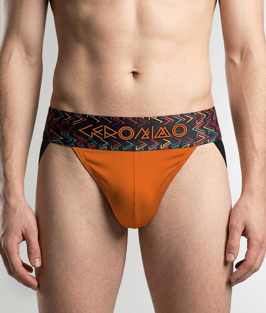 Geronimo Vibe Jockstrap Orange - men's cotton modal jockstrap underwear, front view