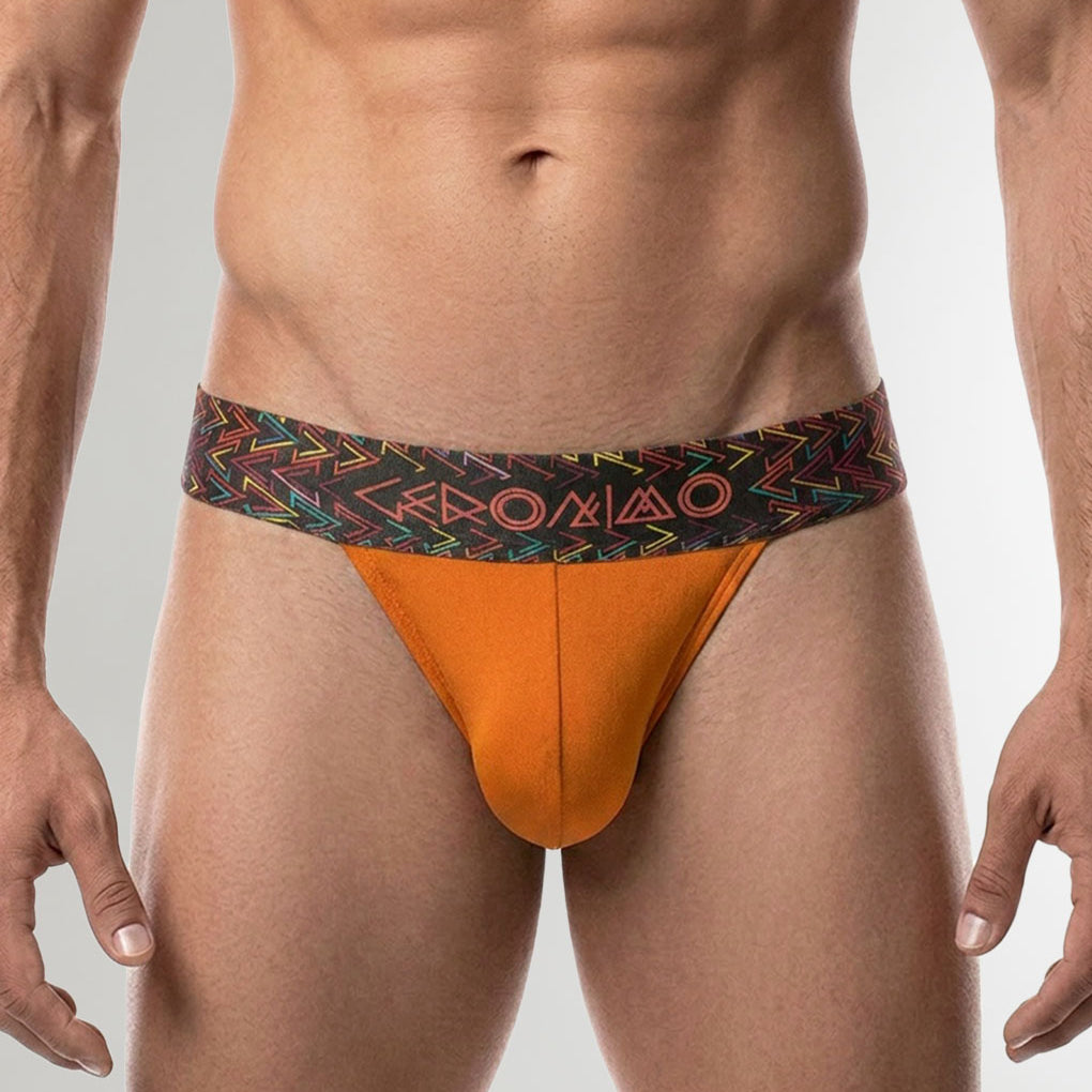 Geronimo Vibe Jockstrap Orange - men's cotton modal jockstrap underwear, front view